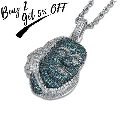 TOPGRILLZ ICEDOUT Blueface Benjamin Piece Pendant with Tennis Chain Bling Hip Hop Jewelry Street Culture
