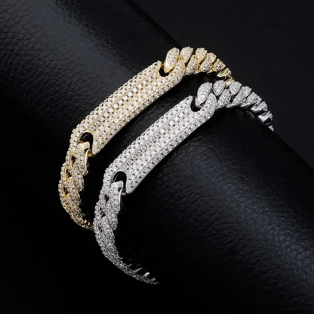 TOPGRILLZ 9mm Miami Cuban Chain Bracelet Copper Material Iced Out Cubic Zirconia Men's Hip Hop Fashion Charm Jewelry For Gift