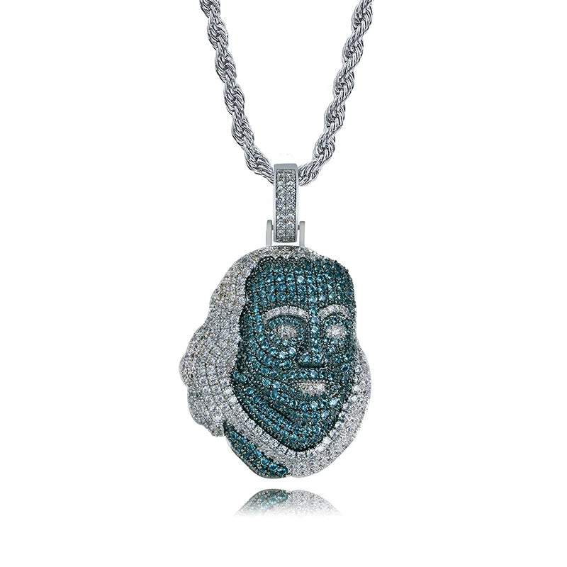 TOPGRILLZ ICEDOUT Blueface Benjamin Piece Pendant with Tennis Chain Bling Hip Hop Jewelry Street Culture