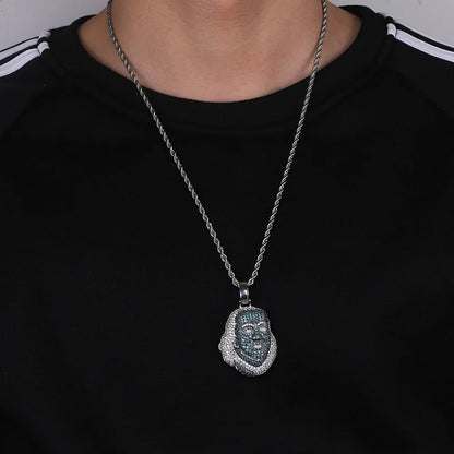 TOPGRILLZ ICEDOUT Blueface Benjamin Piece Pendant with Tennis Chain Bling Hip Hop Jewelry Street Culture